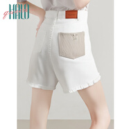 Halo Queen牛仔短褲女夏季A字撞色顯瘦復古熱褲高腰顯腿長(cháng)H52N030