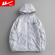回力皮膚衣輕薄外套男夏季時(shí)尚寬松連帽休閑透氣長(cháng)袖輕薄夾克 LG-諾塔斯-F1909-銀灰 L （建議100-120斤）