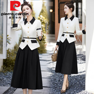 皮爾卡丹（pierre cardin）小香風(fēng)套裝裙子2025新款秋感氣質(zhì)名媛女神富家千金兩件套女裝 黑色 M
