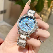 凱度（GAIDU）輕奢小眾手表正品名牌時(shí)尚機械風(fēng)鑲鉆陶瓷大表盤(pán)女士石英表禮物 陶瓷藍（送高檔禮盒套裝）