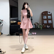 GARNUO紅色連衣裙女夏季法式訂婚禮服敬酒服收腰顯瘦紅裙子無袖背心短裙 粉色 S 【80-100斤】