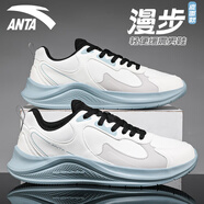 安踏（ANTA）男鞋運(yùn)動鞋男2025春季新款皮面跑步鞋男士戶外緩震休閑旅游鞋子男 漫步-白/淺藍(lán)/灰 44