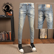 ANDSEEYOU品牌淺色牛仔褲男2025秋季新款修身小腳褲彈力潮流韓版高端休閑褲 323淺藍 30