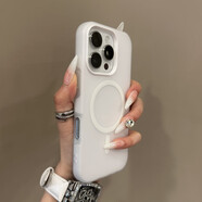 梵皓伊簡約磨砂膚感液態(tài)果凍適用iPhone16Promax手機殼小眾磁吸蘋果15Pro全包硅膠14/17防摔保護套男女款 液態(tài)果凍【白色-磁吸款】二合一防摔防滑 IPhone16Pro