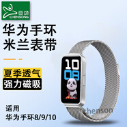 臣頌（CHENSONG）適用華為手環(huán)10磁吸金屬表帶米蘭尼斯華為手環(huán)8/9表帶 HUAWEI智能運(yùn)動(dòng)標(biāo)準(zhǔn)/NFC版band10腕帶銀色