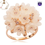 可穎食指戒指飾品 雛菊花朵指環(huán) 日韓女潮夸張 花香四溢 冰沙米香檳鉆 小號(hào)-內(nèi)直徑16mm