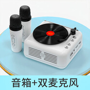 萬(wàn)人迷（manovo）復(fù)古黑膠唱片機(jī)藍(lán)牙音箱K歌CD機(jī)迷你小音響收音機(jī)小禮品 白色雙麥