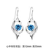 百年老鳳祥純銀耳釘999耳環(huán)女2025年新款潮耳墜氣質(zhì)銀耳飾 999純銀心中有你藍(lán)鉆送證書耳墜