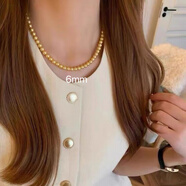 南洋金珠項鏈海水珍珠母貝菲律賓濃金色正圓無(wú)暇極強光 6mm(溫柔淑女)長(cháng)-50cm