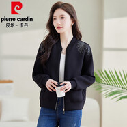 皮爾卡丹（pierre cardin）時(shí)尚刺繡太空棉外套女春秋2025新款小個(gè)子寬松夾克上衣短款棒球服 圖片色 XL