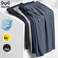 貓人（MiiOW）冰絲短褲男士夏季潮流大碼薄款休閑速干健身五分褲運動(dòng)褲子男褲