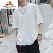 稻草人（MEXICAN）特大碼t恤男潮新款短袖ins潮國潮加肥加大肥佬300斤寬松半袖夏 T01白色 4XL 165180斤