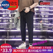 NASALIKE【】港仔文藝范港風(fēng)墜感闊腿牛仔褲男潮直筒寬松原宿潮牌ins 黑色 L