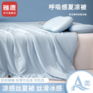 雅鹿冰淇淋涼感空調(diào)被150x200cm夏涼被夏季可機(jī)洗被子單雙人薄被被芯 天空藍(lán)【冰絲涼感 舒適透氣】 200*230cm單夏被【冰涼一夏】