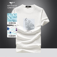 七匹狼短袖T恤男士圓領(lǐng)25夏季體恤衫5A抗菌速干百搭印繡花男裝打底上衣 803(本白)-2979款 M (165) 84A