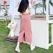 皮爾卡丹（pierre cardin）粉色半身裙女夏季薄款2025新款小個(gè)子高腰顯瘦后開(kāi)叉a字裙子 臟粉(腰圍可調節) S (89-98斤)