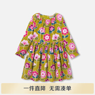 JACADI亞卡迪女童輕奢liberty天鵝絨純棉連衣裙秋2039804 棕黃色/多色312 128 8A
