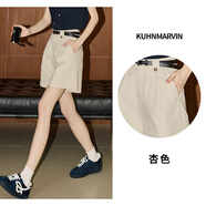 庫恩瑪維（KUHNMARVIN）【多色可選】通勤氣質(zhì)休閑短褲女2025年夏季新款韓系中褲K37226 杏色 S