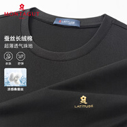夢特嬌（MONTAGUT）polo衫短袖男夏季翻領(lǐng)長絨棉含桑蠶絲涼感透氣T恤 黑色  L /50 