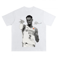 NBA KIDS-NBA亞歷山大美式復(fù)古數(shù)碼直噴印花圓領(lǐng)短袖水洗做舊高街潮純棉T恤男 純白-5 2XL
