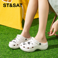 星期六（St&Sat）踩屎感軟底洞洞鞋女涼鞋沙灘拖鞋SSD2110F1Z 白色 37（36-37）