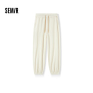 森馬（Semir）【休閑褲福袋】春季百搭男女休閑褲運動風(fēng)褲子 J款女褲-奶白【華夫格衛(wèi)褲】 L