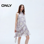 ONLY2025夏季新款淑女掛脖圓領(lǐng)荷葉邊短裙碎花連衣裙女|125207045 H3H瑞秋印花藍 M