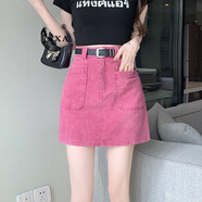 SXA香港潮牌牛仔半身裙女2025夏季新款氣質(zhì)時(shí)尚半裙小個(gè)子百搭包臀裙 玫紅色 M