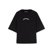 PALM ANGELS男士圓領(lǐng)短袖T恤棉質(zhì)舒適透氣夏季休閑服裝 黑色 均碼 |XS
