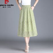 皮爾卡丹（pierre cardin）松緊腰半身裙小個(gè)子中國風(fēng)A字裙女裙子2025夏季新款垂感百褶傘裙 綠色 均碼 /穿85-135斤左右