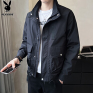 花花公子（PLAYBOY）外套男沖鋒夾克男裝春秋季男士休閑工裝連帽潮流上衣服