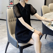 AEMAPE黑色赫本風(fēng)拼接連衣裙女時(shí)尚洋氣小香風(fēng)裙子2025夏季新款歐洲站 黑色 L (105-115斤拍)