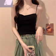 笙婷純棉背心女夏季打底內(nèi)搭辣妹短款露臍美背抹胸帶胸墊外穿吊帶上衣 黑色[辣妹穿搭/高級感/歐美風/ 均碼 70-125斤