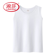 浪莎（LangSha）純棉小吊帶背心女夏季新款直筒純色內(nèi)搭上衣胖mm大碼外穿無袖體恤 白色 M (適合85~95斤)