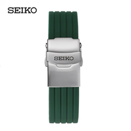 精工五號條紋橡膠表帶 SEIKO5號領(lǐng)航水鬼硅膠手表帶 防水20 22mm 綠色銀扣 22mm