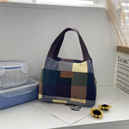 暢印七夕帆布小包包女手提小包買(mǎi)菜零錢(qián)手機袋便當包媽咪小布包手拎包 格子黃色