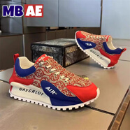 MBAE品牌輕奢老爹鞋2025新款百搭增高休閑鞋子男夏季網(wǎng)布透氣運動鞋男 紅藍(lán) -高端男鞋 42 -皮鞋碼,偏大