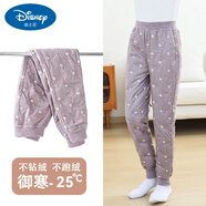 迪士尼兒童褲男童女童內穿高腰加厚白鴨絨內膽冬季保暖棉褲小中大童 男女童同款【紫色】棉褲 90 CM適合身高85-90CM