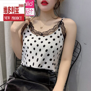 維多利亞的格調(diào)（VEDORYGEDIAO）春夏吊帶背心女西裝外穿內(nèi)搭顯瘦性感無袖冰絲上衣打底衫 波點(diǎn)白色# M
