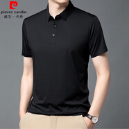 皮爾卡丹（pierre cardin）中年男士t恤短袖薄款夏季寬松體恤爸爸桑蠶絲無(wú)痕打底polo衫 黑色 薄款 7551 3XL (185) 125175-185斤