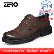 零度Zero意大利零度皮鞋 男大頭寬腳鞋圓頭商務(wù)休閑鞋頭層牛皮戶外登 低幫款-暗棕 43 歐碼