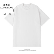 洛夫倫 LOFVRANG純棉短袖t恤男女圓領寬松純色2025新款潮流夏季純色情侶體恤 白色 S