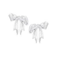 尤目x SHUSHUTONG 密鑲翹腳拉絲素金蝴蝶結耳釘禮物 拉絲素金垂墜蝴蝶結耳釘