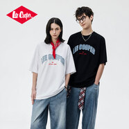 Lee Cooper/李庫珀  短袖男夏季2025新款休閑寬松純棉T恤時(shí)尚簡約情侶裝百搭 黑色 XL