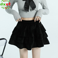 DXOT2025新款蛋糕裙半身裙女春夏甜美芭蕾風(fēng)高腰顯瘦A字版型蓬蓬短裙 黑色【優(yōu)質(zhì)款】 M 建議 95-105斤