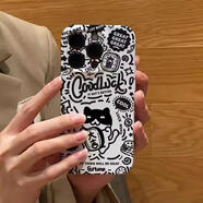 貓漫尖抽象壁紙黑iPhone15promax蘋(píng)果13華為mate50/p70/60小米14新款12適用iqoo16榮耀90vivoS16手機殼op R1055涂鴉大吉貓 iPhone7Plus