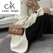 casa-kups斜挎包康康包迷你H扣小方包豬鼻子鏈條包mini單肩斜挎包女網(wǎng)紅包 棕色18CM可以放手機