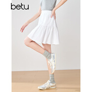 百圖betu女裝2025夏季新款半身裙橡筋腰時(shí)髦暗提花短裙裙子女2503T71 白色 S