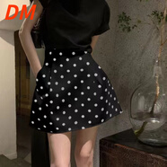 DALEY MODE法式復(fù)古蓬蓬短裙白色小個子高腰波點傘裙花苞半身裙 黑色 2XL