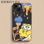 派欽適用于iPhone15蘋果12/13新款14promax手機殼11xs軟8p7/6手機殼 黑色-涂鴉海綿寶寶 蘋果6/6s